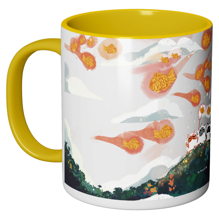 Tazza in ceramica Fishing friends dell'album Fashion Frogs di Blu Pieraccioli perfetta idea regalo