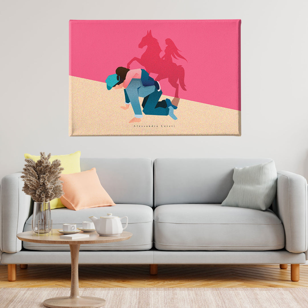 Quadro su tela Papà e figlia dell'album Colori in movimento di Alessandra Loreti stampa su tela di alta qualità per arredamento casa o ufficio