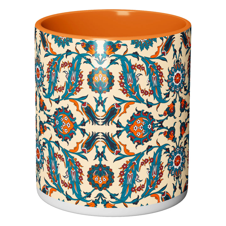 Tazza in ceramica Damascata arancio e turchese dell'album Tazze Glam di Glamcasamagazine perfetta idea regalo
