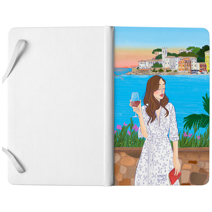 Taccuino Sestri Levante dell'album Thinker su carta di Charlotte Le Bleu: copertina soft touch in 8 colori, con chiusura e segnalibro coordinati