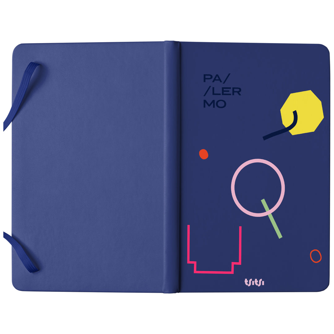 Taccuino PALERMO dell'album Mapperó di TSITSI CONCEPT: copertina soft touch in 8 colori, con chiusura e segnalibro coordinati