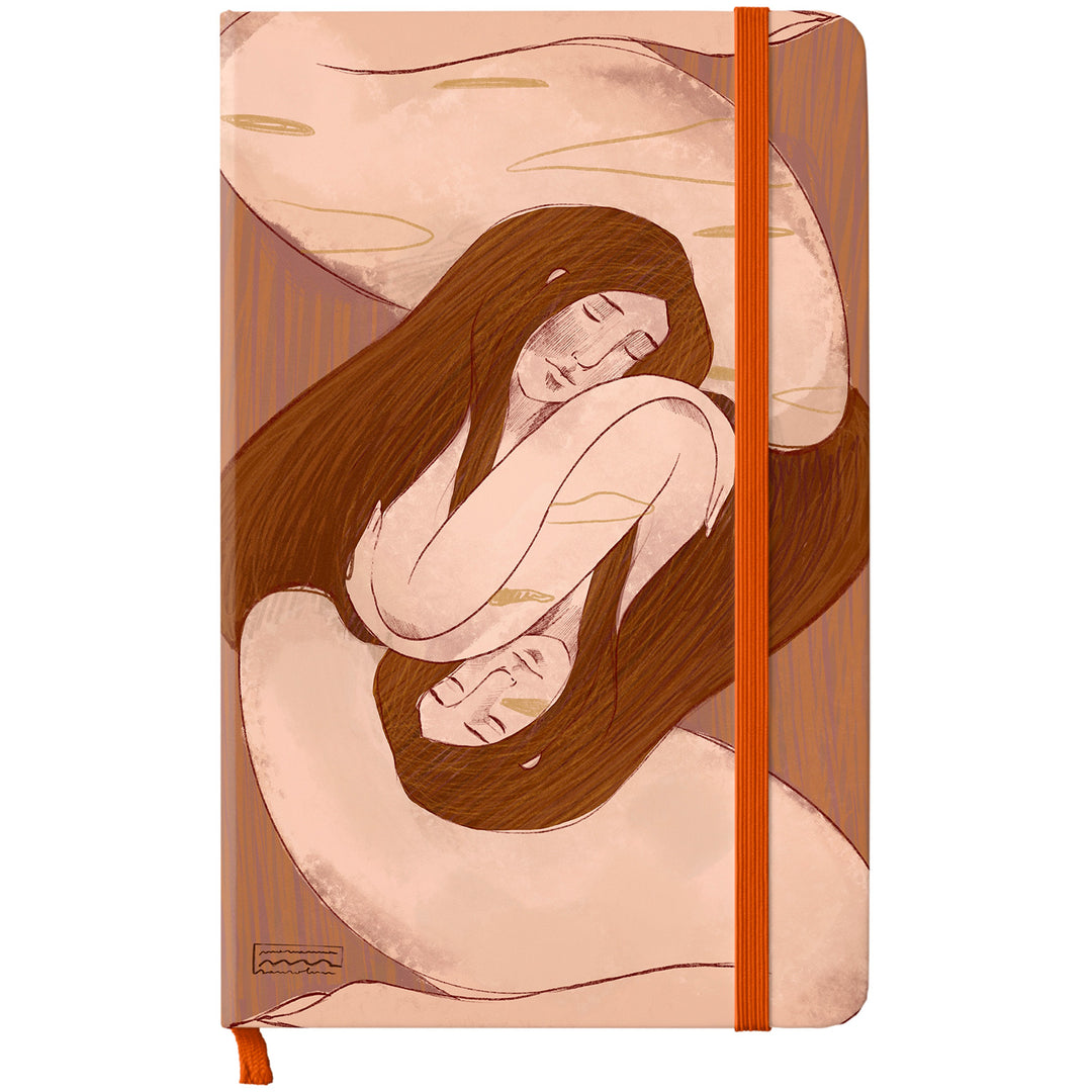 Taccuino Guardarsi dell'album Ama di Marianna Sansolini illustra: copertina soft touch in 8 colori, con chiusura e segnalibro coordinati
