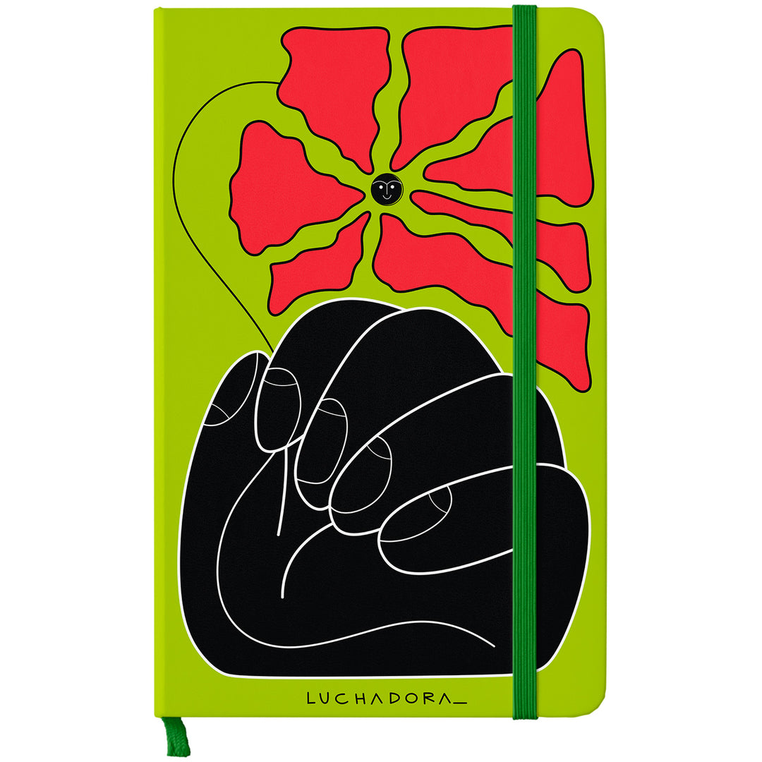 Taccuino Un fiore dell'album TADAN! di LUCHADORA: copertina soft touch in 8 colori, con chiusura e segnalibro coordinati