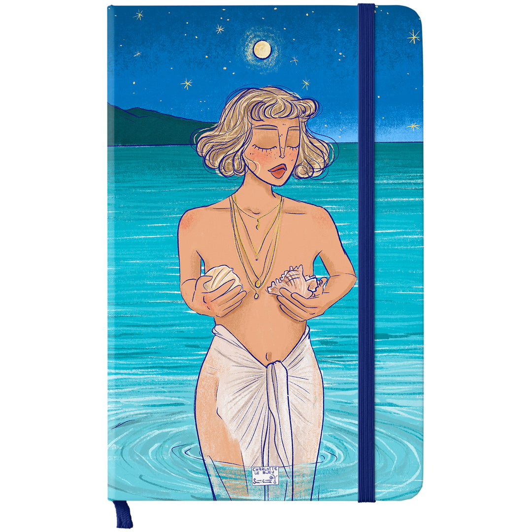 Taccuino La luna dell'album Thinker su carta di Charlotte Le Bleu: copertina soft touch in 8 colori, con chiusura e segnalibro coordinati
