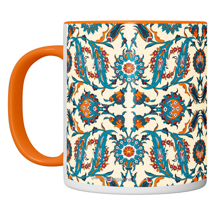 Tazza in ceramica Damascata arancio e turchese dell'album Tazze Glam di Glamcasamagazine perfetta idea regalo