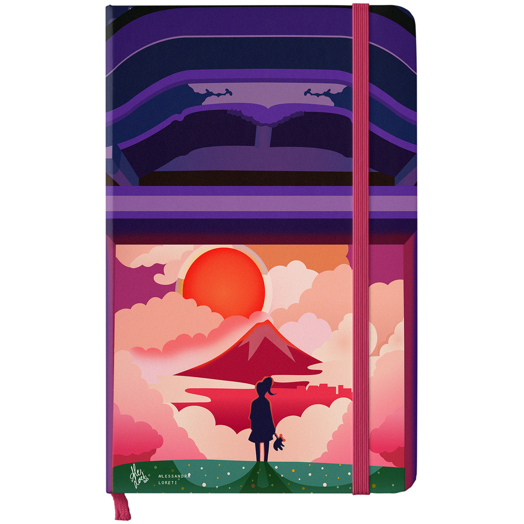 Taccuino Kyoto dell'album Japan Vibes Taccuini di Alessandra Loreti: copertina soft touch in 8 colori, con chiusura e segnalibro coordinati