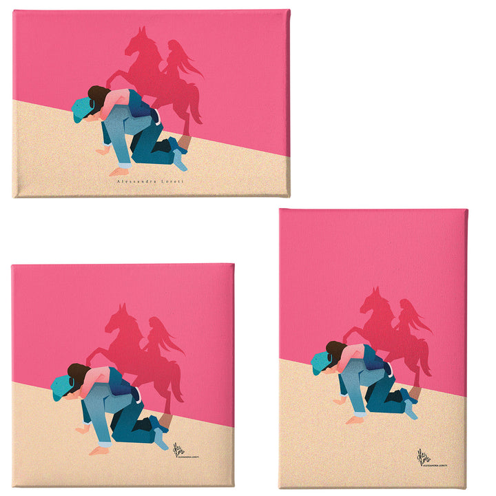 Quadro su tela Papà e figlia dell'album Colori in movimento di Alessandra Loreti stampa su tela di alta qualità per arredamento casa o ufficio