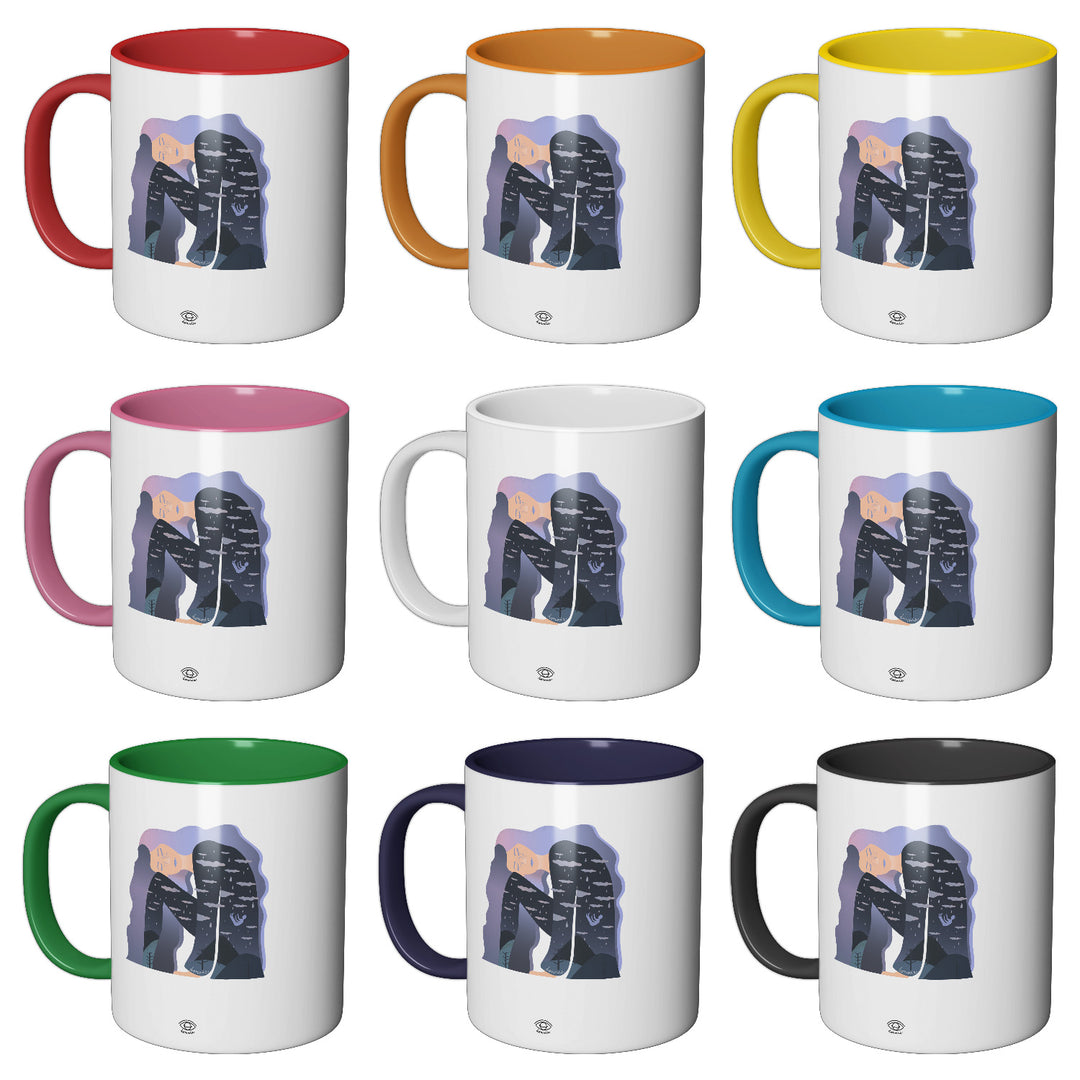 Tazza in ceramica Ragazza pensierosa dell'album Tazze umorali di Donnie perfetta idea regalo