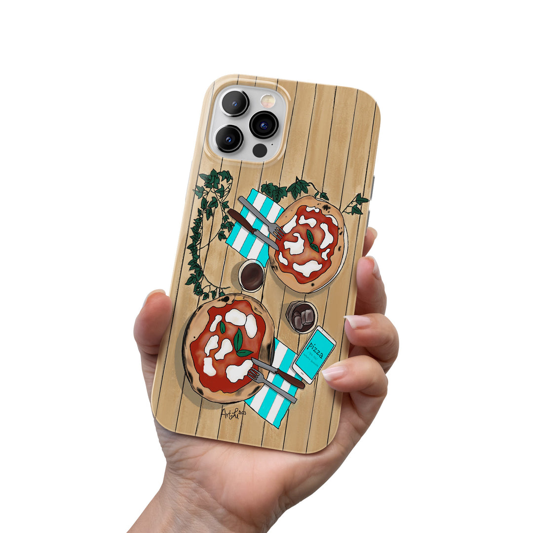 Cover pizza a tavola dell'album Food lover di Art Lu - food illustration per iPhone, Samsung, Xiaomi e altri