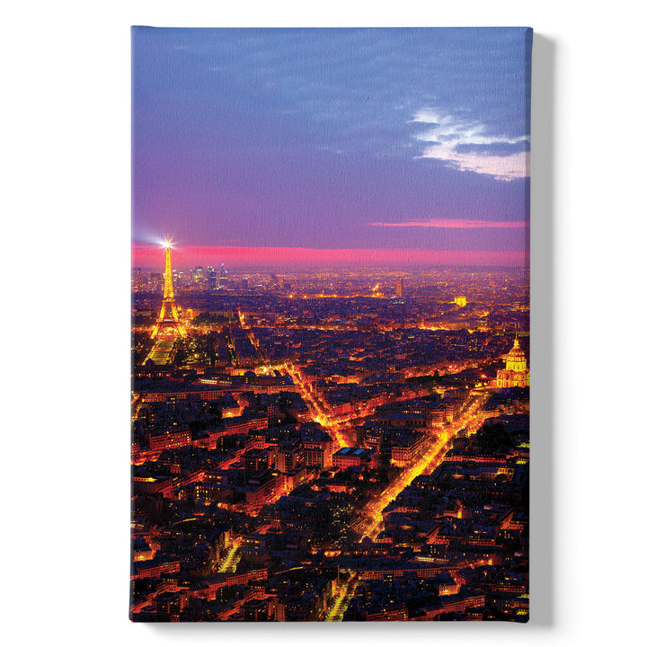 Quadro su tela Panoramica Parigi di notte dell'album Night city di Ideandoo stampa su tela di alta qualità per arredamento casa o ufficio